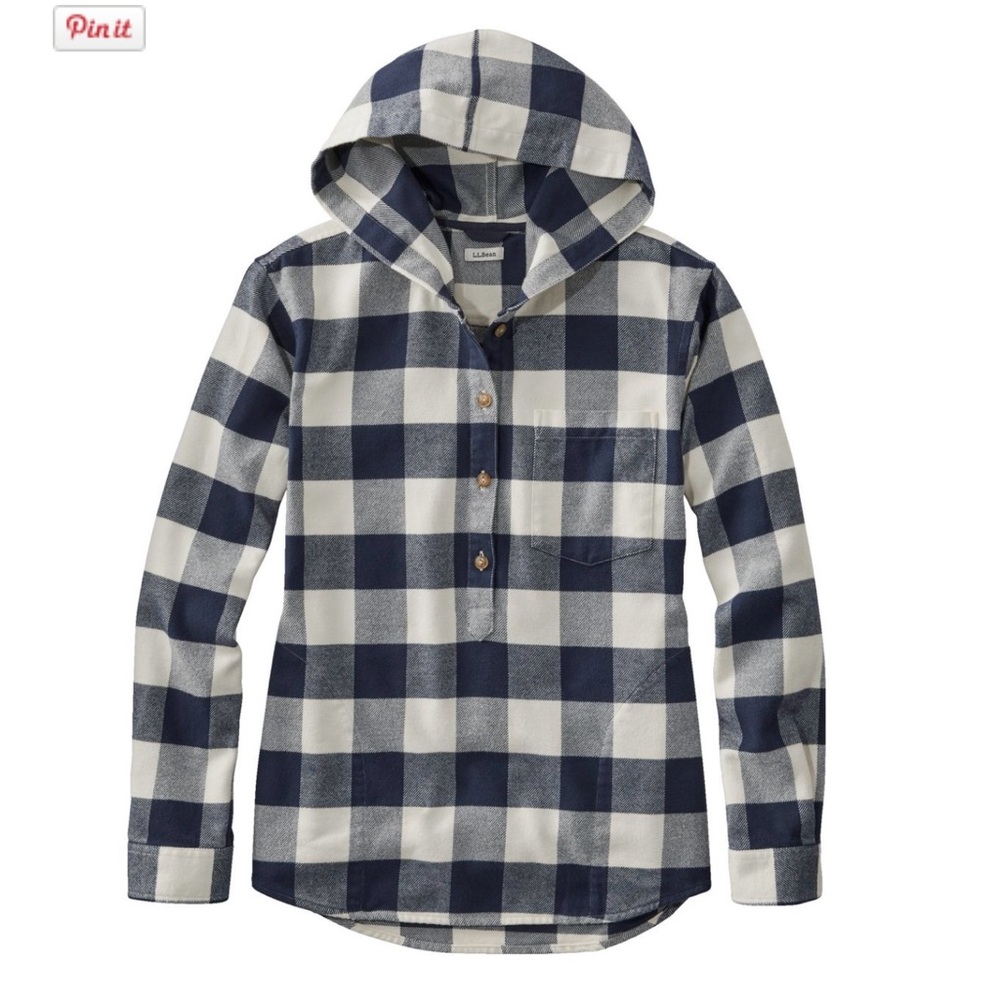 LL Bean Relaxed Fit Flannel Hoodie XL